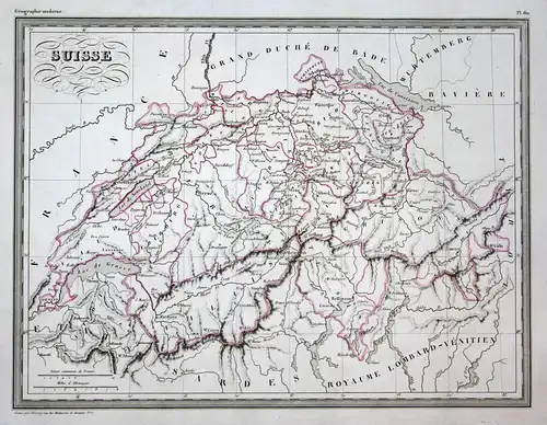 Suisse - Schweiz Suisse Svizzera Europa Europe map Karte carte Kupferstich antique print
