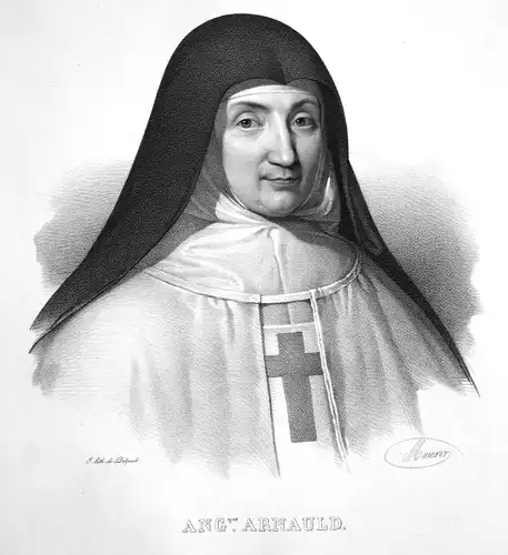 Ang.que Arnauld - Angélique Arnauld Abt Äbtissin abbesse abbess France Frankreich Lithographie Maurin Portrait