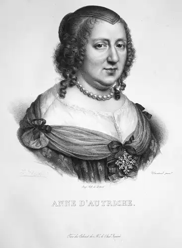 Anne d'Autriche - Anna von Österreich Erzherzogin archduchess archiduchesse France Frankreich Lithographie Bel