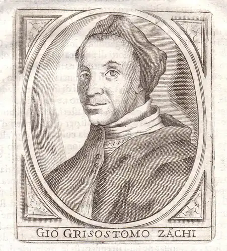 Gio Girostomo Zachi - Giovanni Crisostomo Zanchi Portrait Bergamo incisione Kupferstich