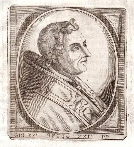 Gio. XXI detto XXII - Papa Giovanni XXII Portrait Bergamo incisione Kupferstich