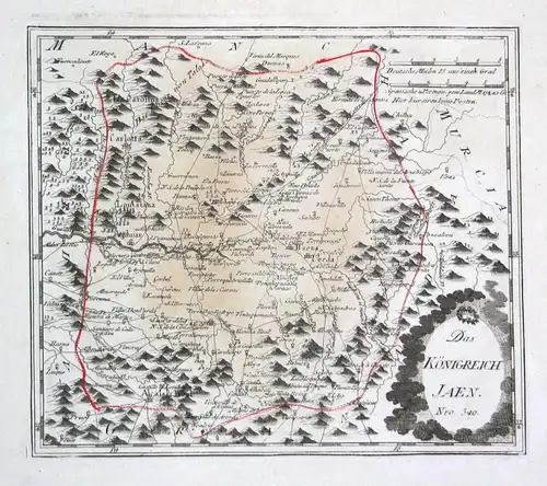 Das Königreich Jaen - Spanien Spain Portugal Jaén Alcalá la Real map Karte Reilly engraving Kupferstich