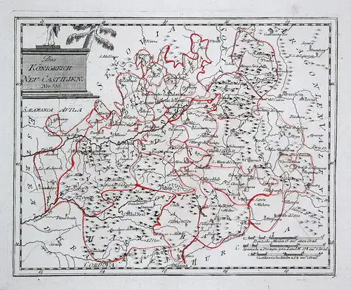 Das Königrech Neu Castilien - Spanien Spain Portugal Kastilien-La Mancha map Karte Reilly engraving Kupfersti