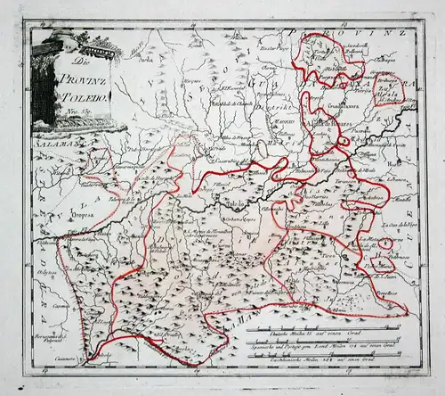 Die Provinz Toledo - Spanien Spain Portugal Toledo Mora Lillo map Karte Reilly engraving Kupferstich