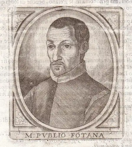 M. Publio Fotana - Marco Publio Fontana umanista Portrait Bergamo incisione Kupferstich