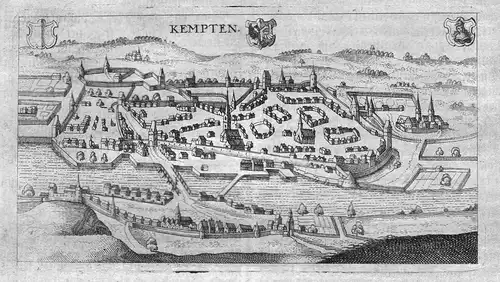 Kempten - Kempten Iller Gesamtansicht Ansicht view Kupferstich