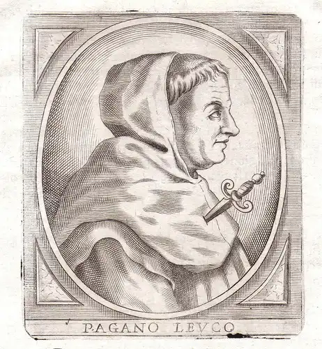 Pagano Levco - Pagano Leuco Portrait Bergamo incisione Kupferstich
