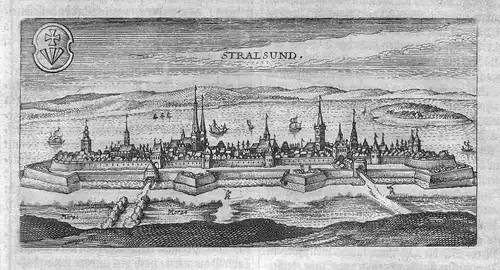 Stralsund - Stralsund Gesamtansicht Ansicht view Kupferstich