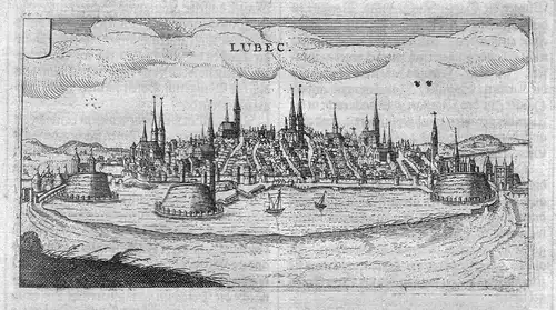 Lubec - Lübeck Ansicht Gesamtansicht view Kupferstich