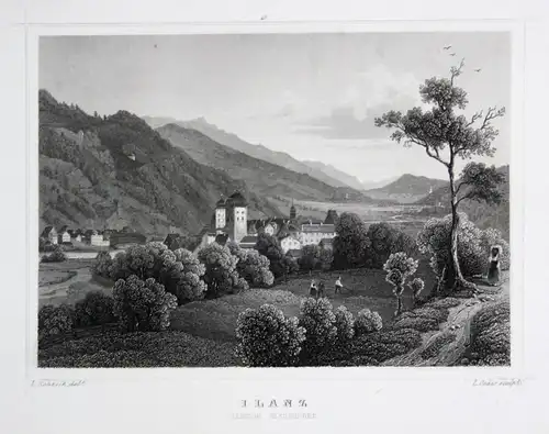 Ilanz - Ilanz Glion Schweiz Svizzera Graubünden gravure