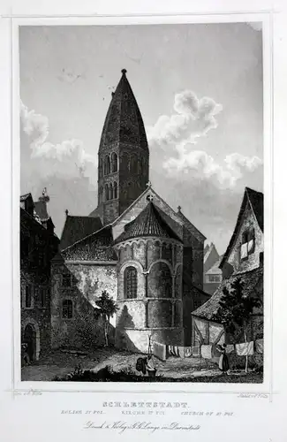Schlettstadt - Schlettstadt Sélestat France Frankreich Kirche église gravure