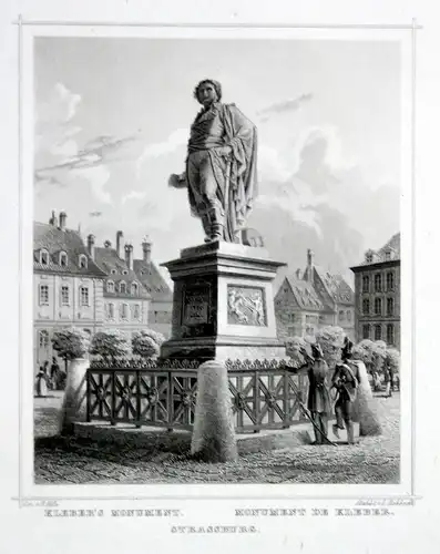 Kleber's Monument. Strassburg - Straßburg Strasbourg Kleberplatz Place Kléber France Frankreich gravure