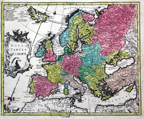 World Map and 4 continents - set of 5 engraved handcolored maps. - Mappa Totius Mundi vel Planiglobium Terrest