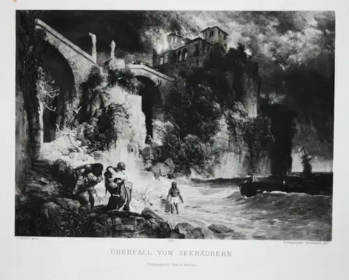 Überfall von Seeräubern - Seeräuber buccaneer Überfall raid Meer sea Burg castle