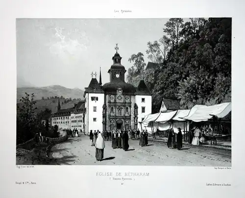 Eglise de Betharam, Basses-Pyrenees - Betharam France Frankreich Pyrenees Lithographie Litho Ciceri