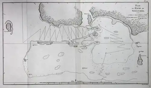 Plan du havre de Tongataboo - Tongatapu Tonga Pacific Ocean map Karte Kupferstich