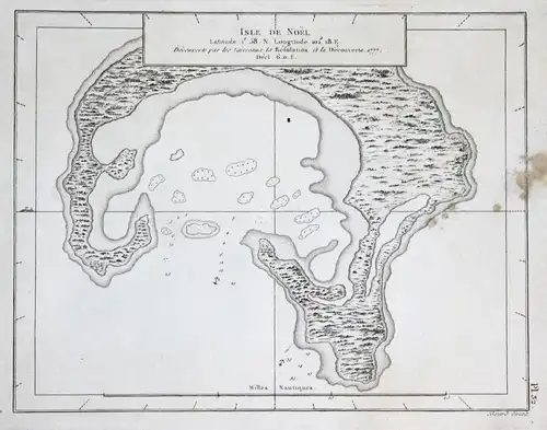 Isle de Noel - Kiribati Pacific Ocean Karte map Pazifik Kupferstich