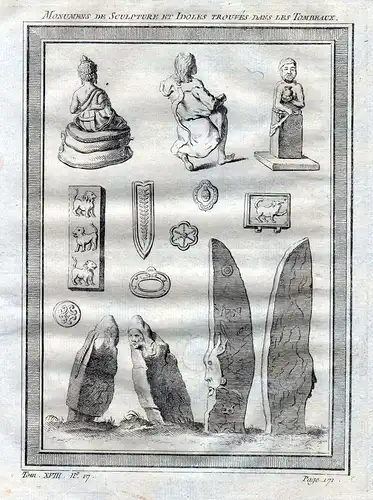 Monumens de sculpure et idoles trouves dans lex Tombeaux - Archäologie archeology Grabfunde Grabsteine stones