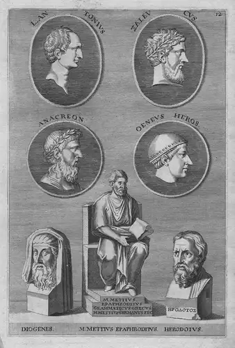 L. Antonius Zaleucus - Anacreon - Oeneus Heros - Diogenes - M. Mettius Epaphroditus - Herodoius - Antike antiq