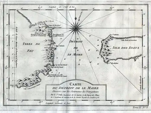 Carte du Detroit de le Maire - Estrecho de le Maire Le-Maire-Straße Straits Lemaire Isla de los Estados Tierr