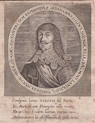Bernhardus D. G. dux Saxoniae - Bernhard Sachsen Weimar Thüringen (1604-1639) Portrait