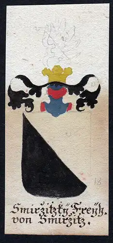 Smirzitzky Freyh. von Smirzitz - Smirzitzky von Smirzitz Böhmen Manuskript Wappen Adel coat of arms heraldry
