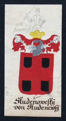 Studenowesky von Studenewsky - Studenowesky Studenewsky Böhmen Manuskript Wappen Adel coat of arms heraldry H