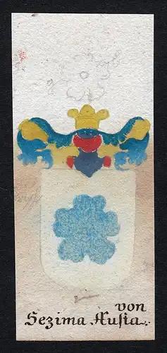 Von Sezima Austa - Sezima Austy Austa Böhmen Manuskript Wappen Adel coat of arms heraldry Heraldik