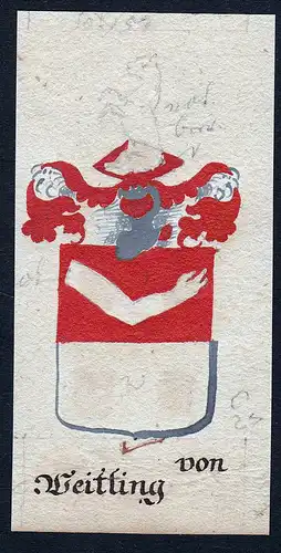 Von Weitling - Weitling Böhmen Manuskript Wappen Adel coat of arms heraldry Heraldik