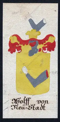 Wolff von Neu-Stadt - Wolff Wolf von Neu-Stadt Neustadt Böhmen Manuskript Wappen Adel coat of arms heraldry H