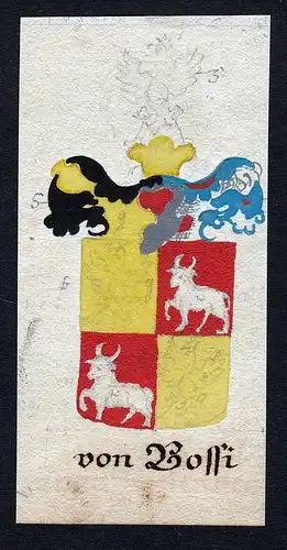 Von Bossi - Bossi Böhmen Manuskript Wappen Adel coat of arms heraldry Heraldik