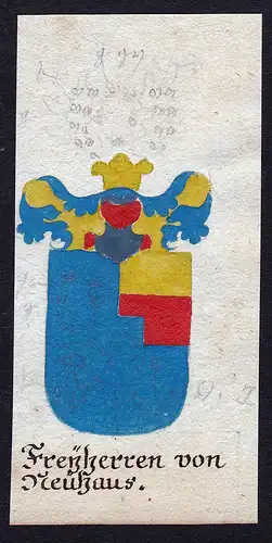 Freyherren von Neuhaus - Neuhaus Böhmen Manuskript Wappen Adel coat of arms heraldry Heraldik