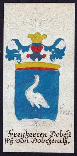 Freyherren Dobrzesky von Dobrzenitz - Dobrzensky von Dobrzenitz Böhmen Manuskript Wappen Adel coat of arms he