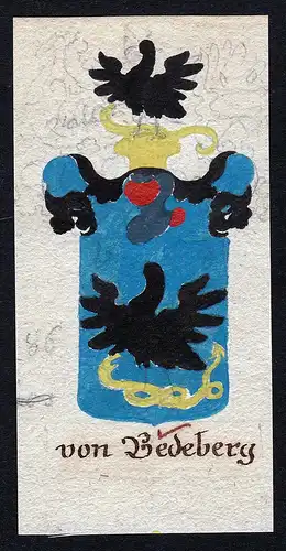 Von Bedeberg - Bedeberg Manuskript Wappen Adel coat of arms heraldry Heraldik