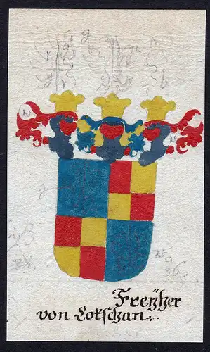 Freyher von Lotschan - Lotschan Böhmen Manuskript Wappen Adel coat of arms heraldry Heraldik