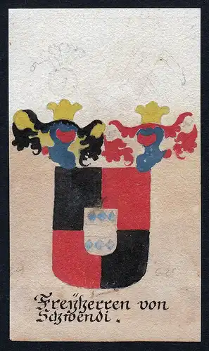 Freyherren von Schwendi - Schwendi Böhmen Manuskript Wappen Adel coat of arms heraldry Heraldik