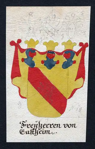 Freyherren von Gastheim - Gastheim Böhmen Manuskript Wappen Adel coat of arms heraldry Heraldik