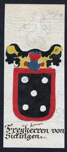 Freyherren von Sickingen - Sickingen Böhmen Manuskript Wappen Adel coat of arms heraldry Heraldik