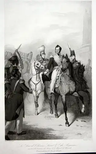 Le Duc d'Orleans Lieut. G.al du Royaume recoit a la barriere du trone .. - Husaren Regiment Duc de Chartres An