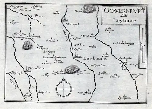 Gouvernemet de Leytoure - Leytoure Gers Okzitanien France gravure estampe Kupferstich Tassin