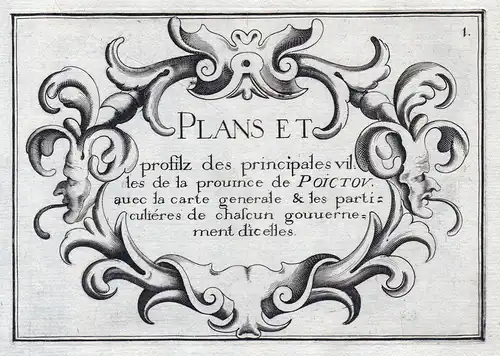 Plans et... de Poictou... - Poitou Nouvelle-Aquitaine Ornament titel Atlas France gravure estampe Kupferstich