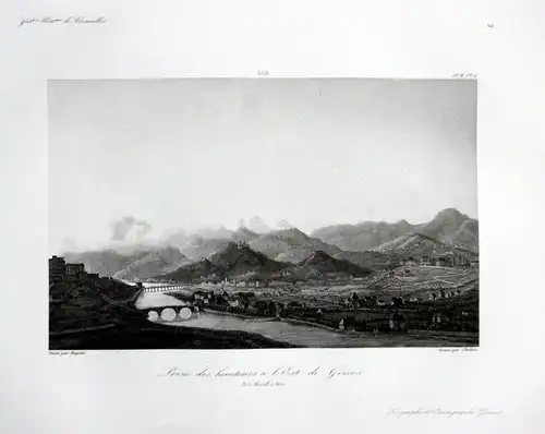 Prise des hauteurs a l Est de Genes - Genova Genua Liguria Ansicht vue estampe veduta incisione stampa acquafo