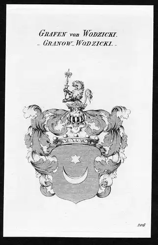 Grafen von Wodzicki - Granow Wodzicki - - Wodzicki Wappen Adel coat of arms Kupferstich  heraldry Heraldik