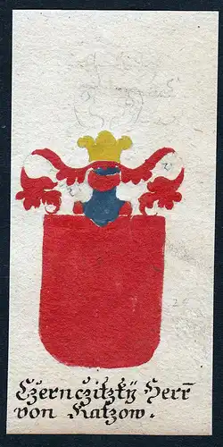 Czernczitzky Herr von Katzow - Czernczitzky von Katzowa Böhmen Manuskript Wappen Adel coat of arms heraldry H