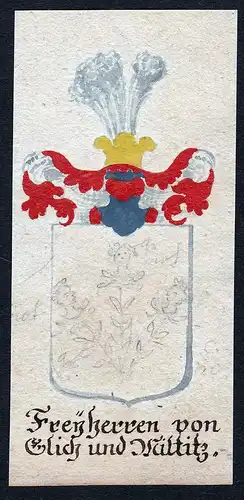 Freyherren von Blich und Miltitz - Blich Miltitz Böhmen Manuskript Wappen Adel coat of arms heraldry Heraldik