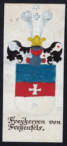 Freyherren von Freyenfels - Freienfels Freyenfels Böhmen Manuskript Wappen Adel coat of arms heraldry Heraldi