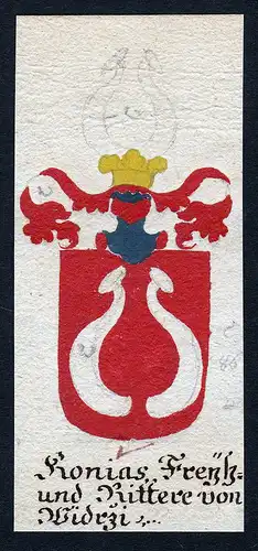 Konias Freyh. und Rittere von Widrzi - Konias von Widrzi Böhmen Manuskript Wappen Adel coat of arms heraldry