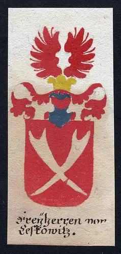 Freyherren von Lestowitz - Lestowitz Böhmen Manuskript Wappen Adel coat of arms heraldry Heraldik