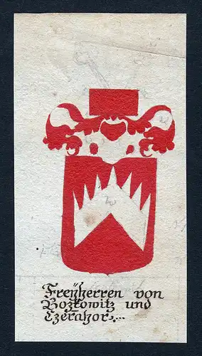 Freyherren von Boztowitz und Ezeralzor - Boztowitz Ezeralzor Böhmen Manuskript Wappen Adel coat of arms heral