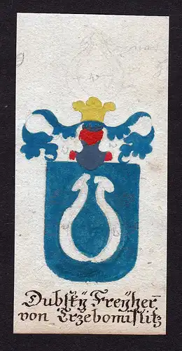 Dubsky, Freih. von Trzebomislitz - Dubsky Trzebomislitz Böhmen Manuskript Wappen Adel coat of arms heraldry H